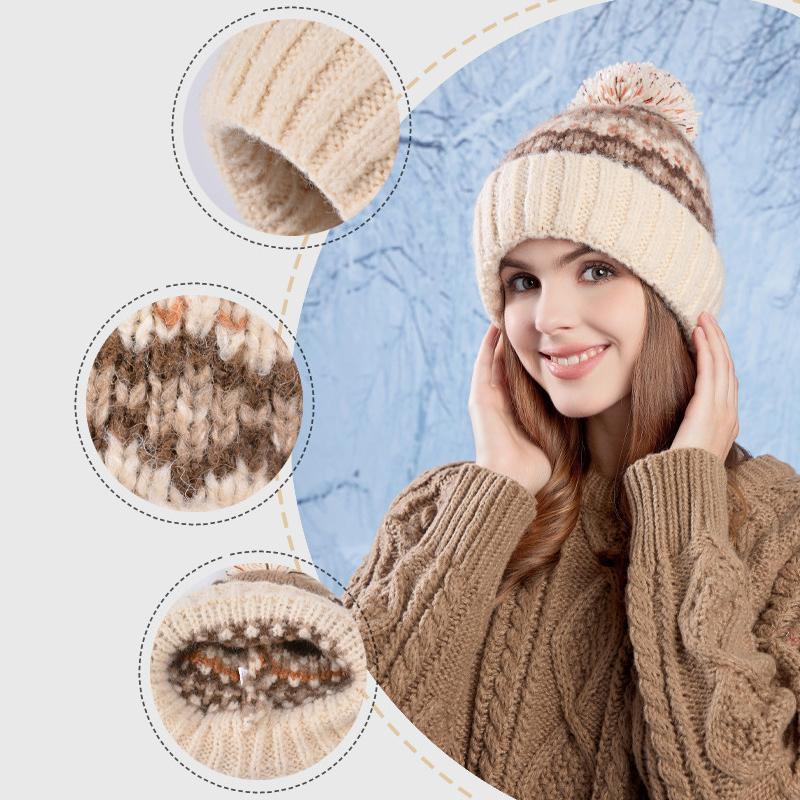 Winter Coldproof Warm Knitted Hat Ear Protection Hat Women's Fur Ball Wool Hat
