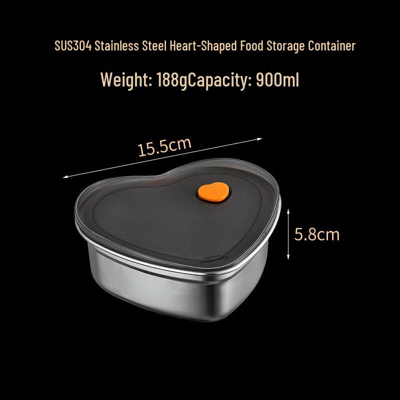 Qianxing 304 Stainless Steel Heart-shaped Food Storage Container