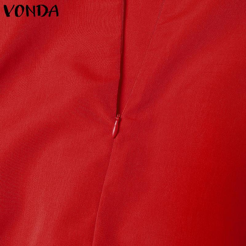 VONDA Faldas Midi de Cintura con Cremallera y Plisados para Mujer, Vestido Largo de Oficina