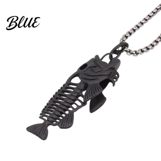 Non-fading Metal Necklace Fish Bone Necklace Punk Street Style Hollow