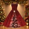 Women's Sexy Off-Shoulder Vintage Christmas Print Dress for Holiday Party