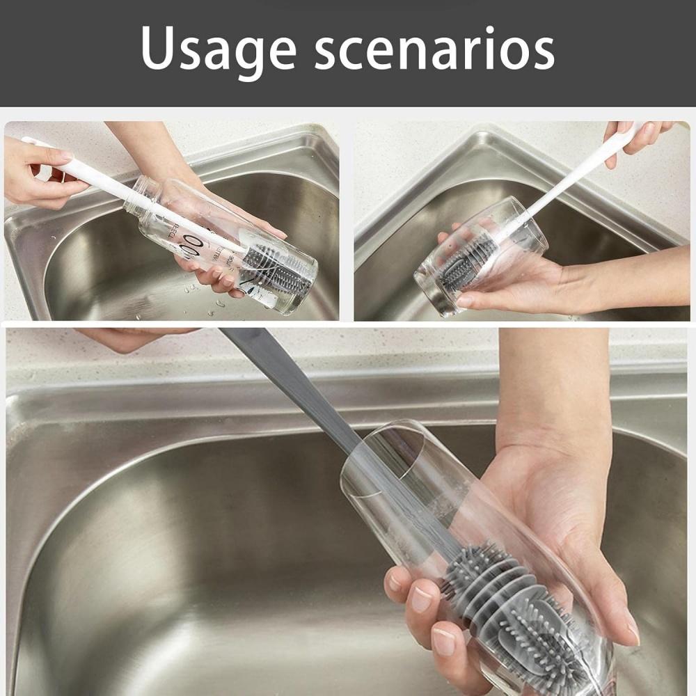 Silicone Cup Brush Cup Washing No Deadend Long Handled Silicone Cleaning Brush Household Multifunctional Cleaning Tools