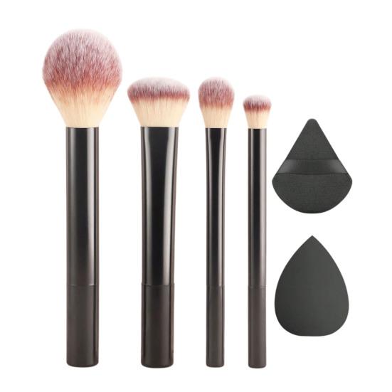 4 Stück/Set Damen Make-up Pinsel Set mit Puderschwamm Loses Puder Rouge Foundation Pinsel Synthetische Borsten Kosmetikpinsel Make-up Schwamm Set