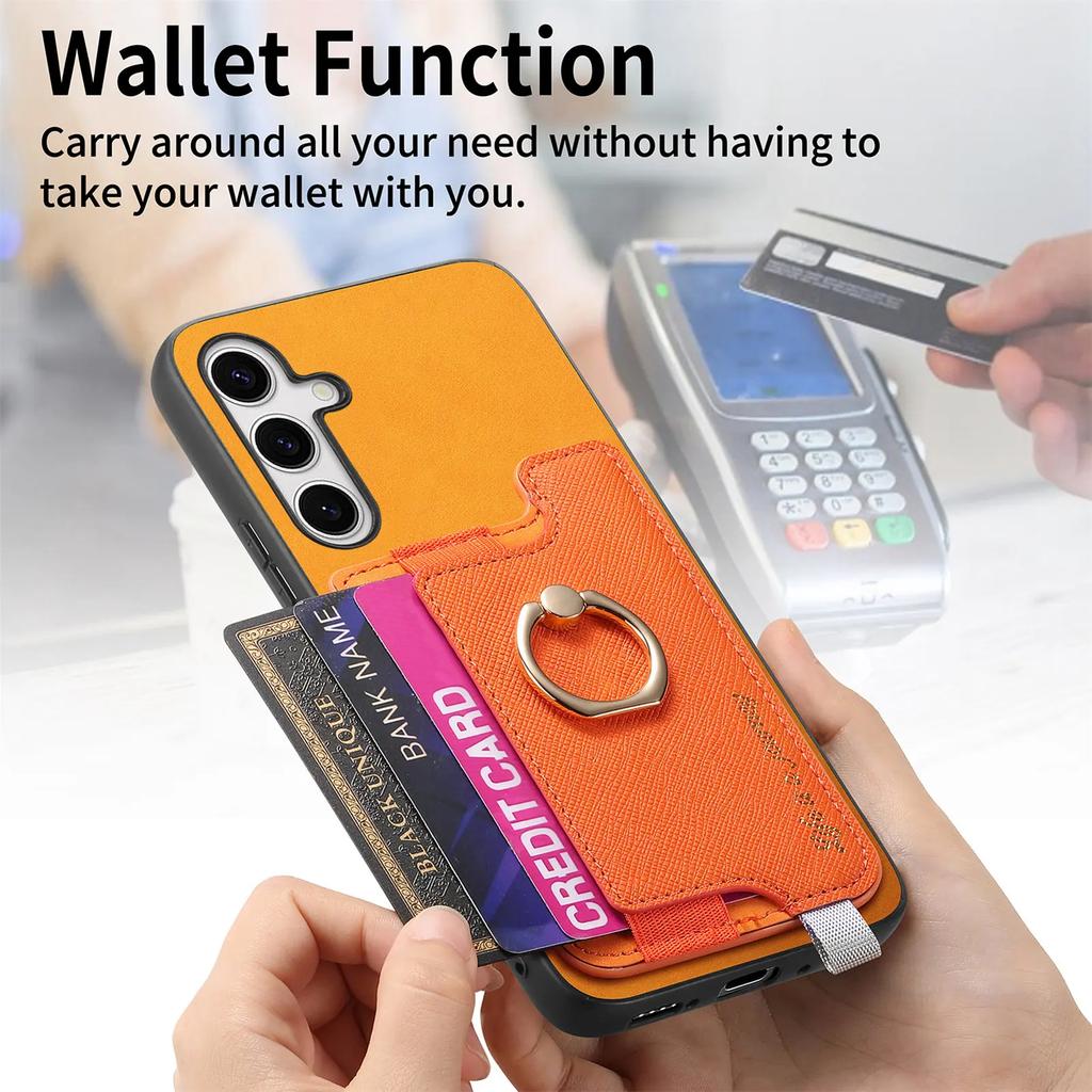 2 In 1 Detachable Magnetic Cards Bag Wallet Leather Ring Holder Case For Samsung Galaxy S24 Ultra S23Plus A05 A55 A15 A25 Cover