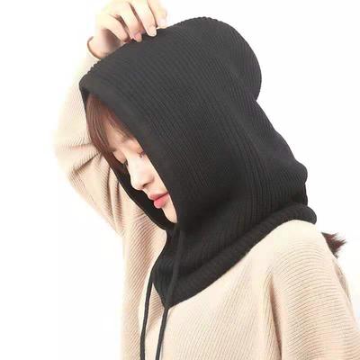 Şapka Yumuşak Kadın Kış bere şapka Kaşmir Kadın Örme Kapüşonlu Eşarp Balaclava Kadınlar için Rüzgar Geçirmez Sıcak Yün Kap