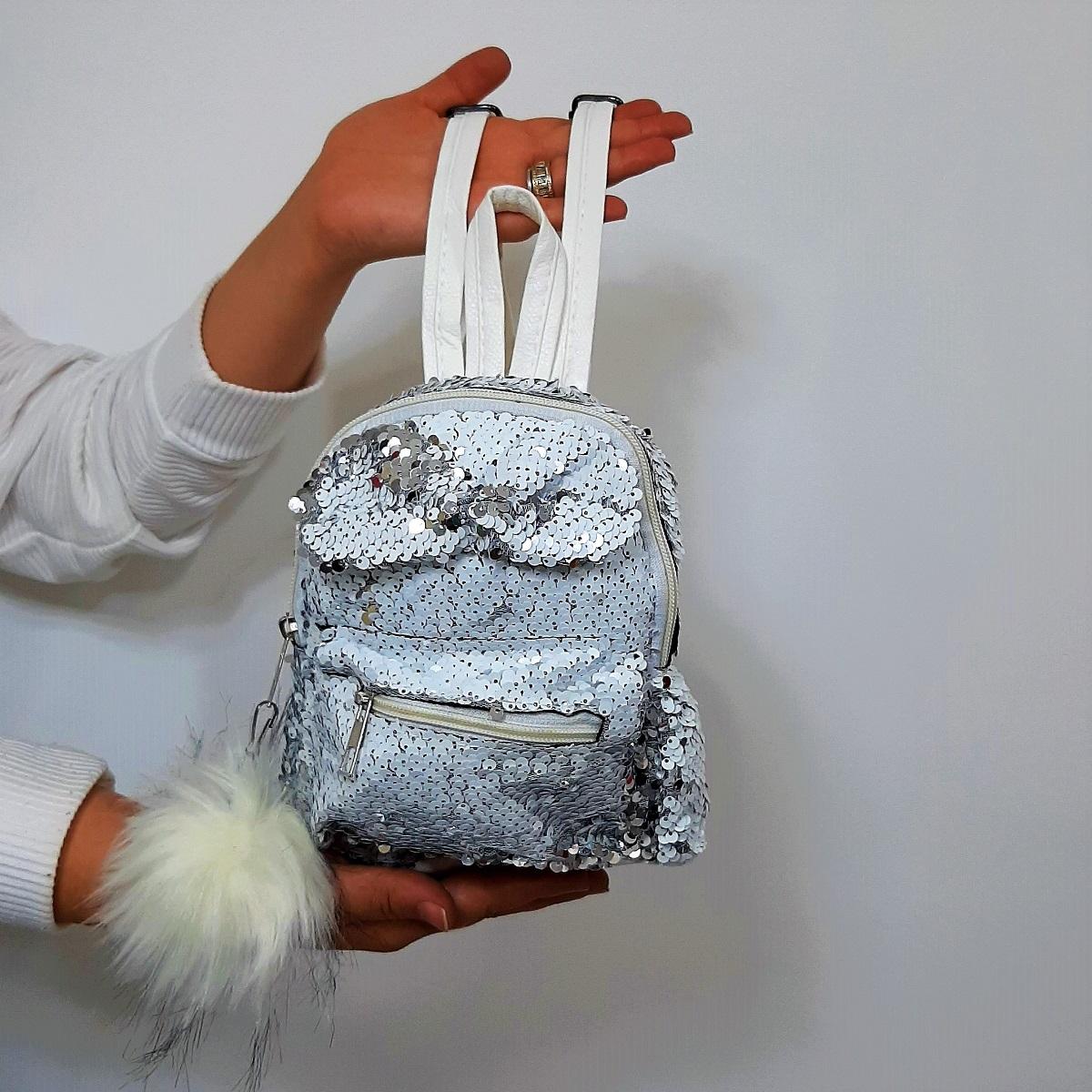 

Fiyra crn White Sequin Girls Backpack (16cmx20cmx10cm) білий