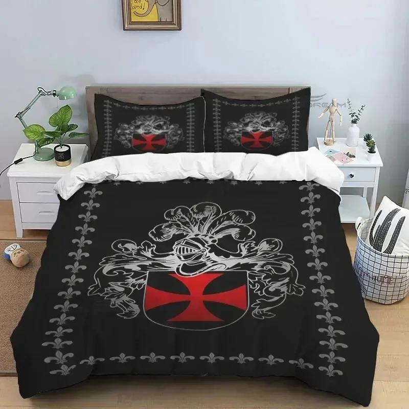 Medieval Knights Templar Patterns Supplies Set Duvet Cover Set Bedding Sets Adults Bed Pillowcases No Filling Birthday Gifts