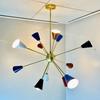 Candelabru Sputnik din alamă cu 12 brațe - Lumină în stil italian Stilnovo de la mijlocul secolului - Lampă nordică Candelabru de tavan - Iluminat suspendat