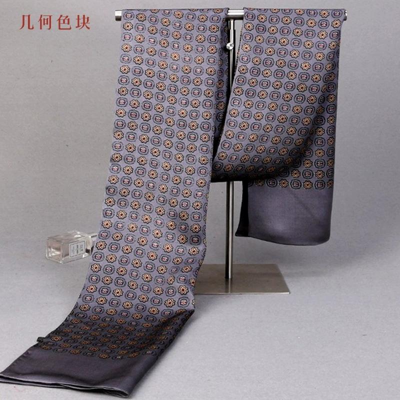 Luksusmerke Herre Ren Silkeskjerf Forretningsmenn Lange Skjerf Alt-Match 100% Silke Myke Varme Vinterskjerf for Menn