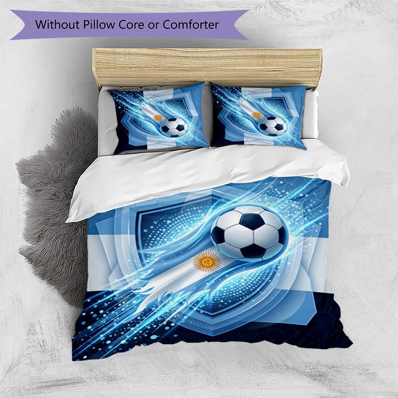 Set Biancheria da Letto Stampata Calcio Argentina 3 Pezzi Copriletto Traspirante Accogliente come Regalo per Inaugurazione Casa o Festa