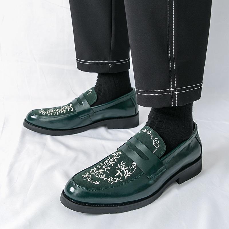 Luxury Fashion Designer New Arrival Embroidery Patchwork Casual Shoes For Men Penny Loafter Formal Wedding Dress Homecoming