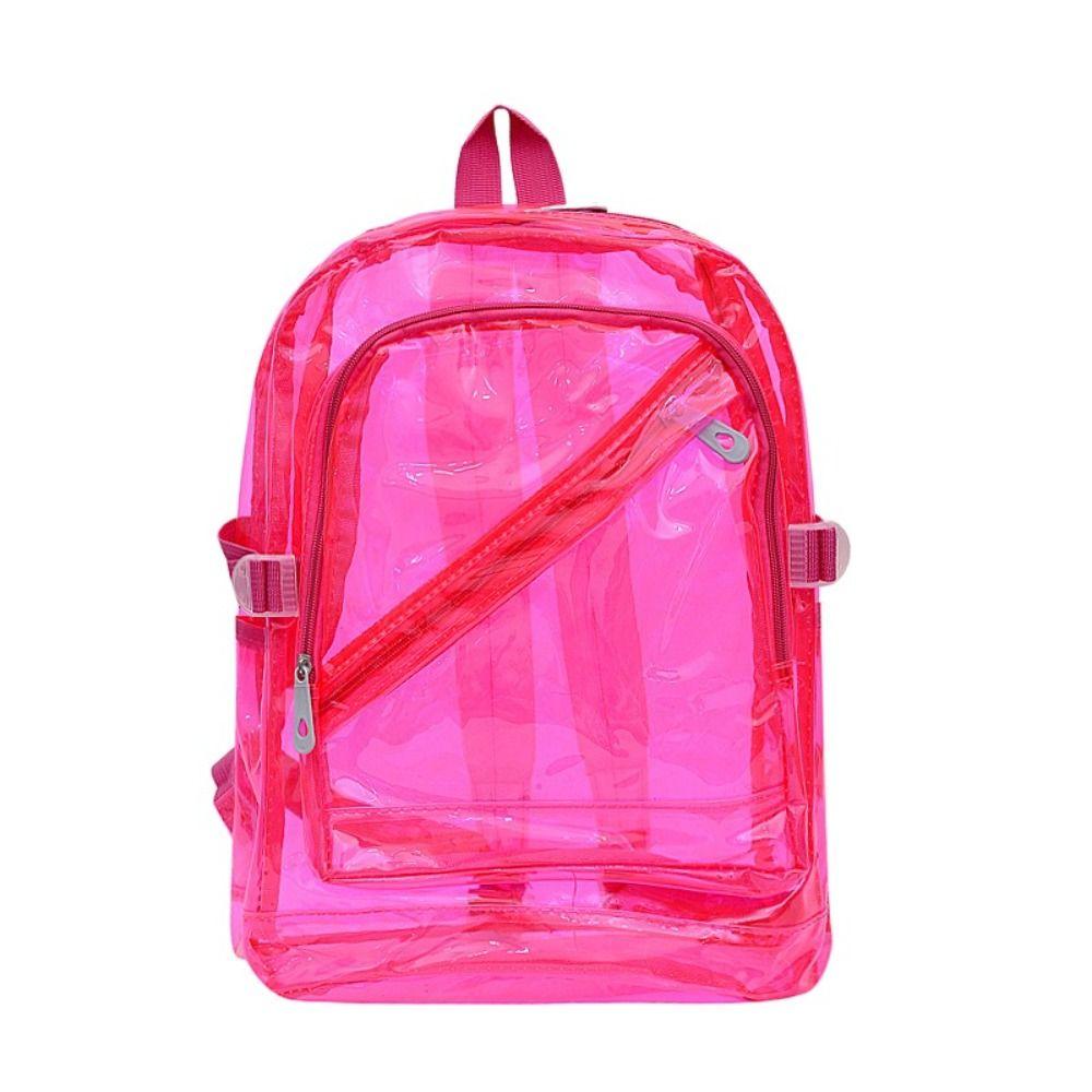 

Candy Color Transparent Backpack PVC Clear Shoulder Bag Portable Students School Bag Outdoor розовый