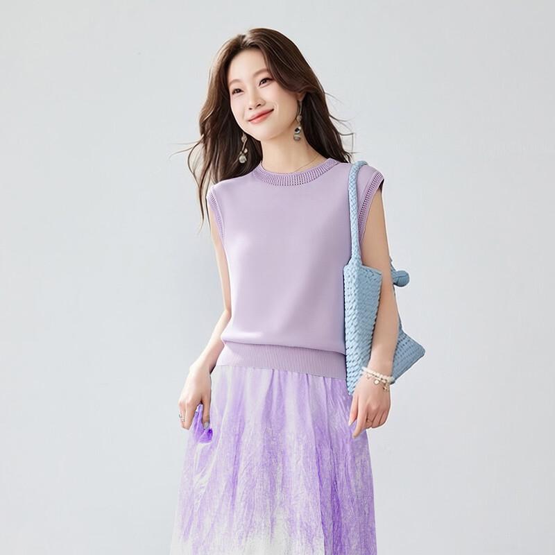 Srcr Women s Elegant Mulberry Silk Blend Knitted Vest Top L