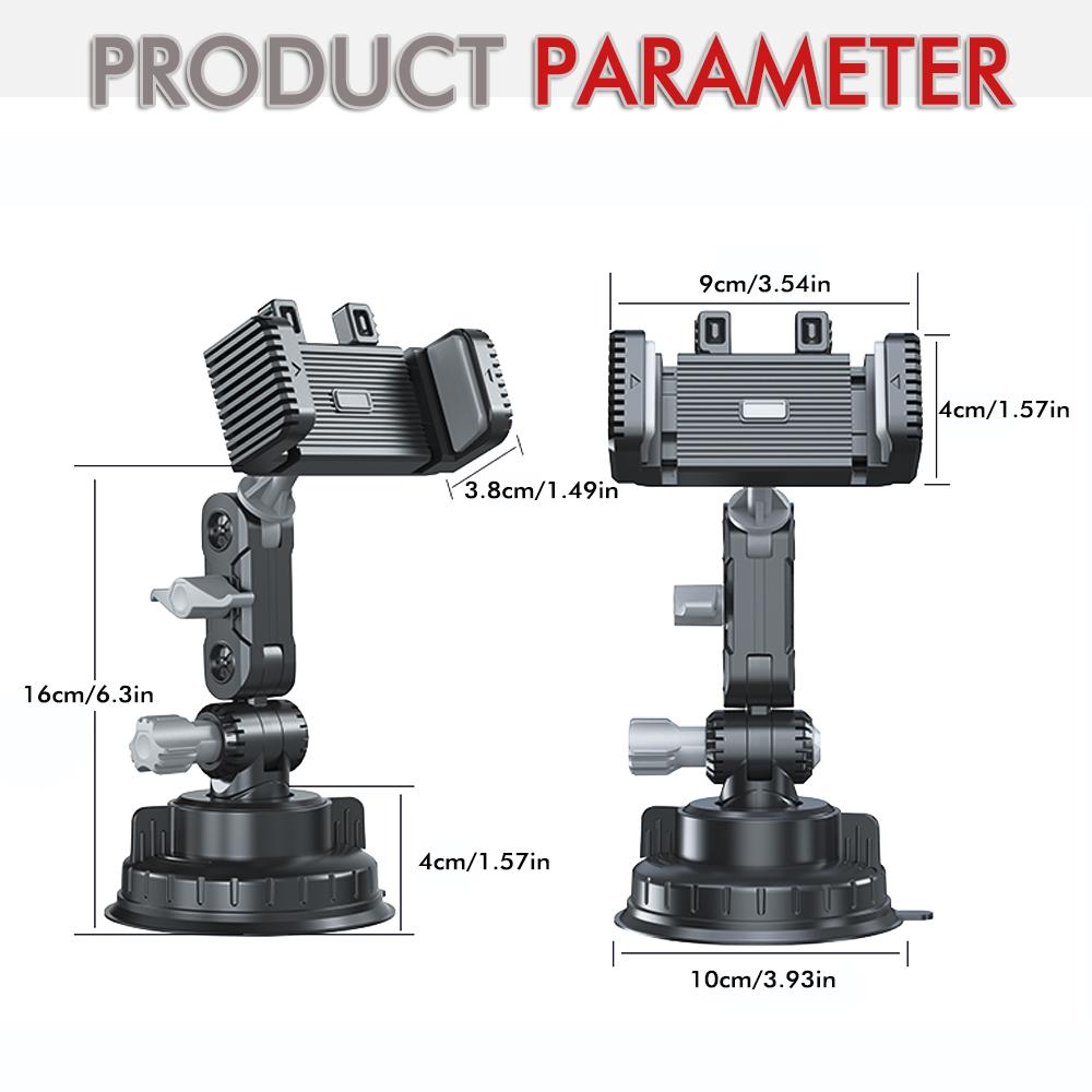 Car Dashboard Phone Holder with Large Suction Cup Navigation Mount Selfie Video Recording Live Streaming In-Car Mounting Bracket