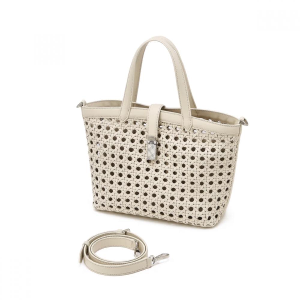 Daks Ivory Mesh Twisted Detail Point Tote Bag Dcba6e189iv