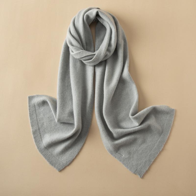 Women's 100% Pure Cashmere Scarf - Autumn/Winter Solid Color, Fashionable & Versatile Knit Shawl