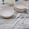 Microwave Ramen Cooker Instant Noodles Bowl with Handle Wheat Straw Tableware with Spoon Chopsticks Fork Dorm Kitchen dinnerware