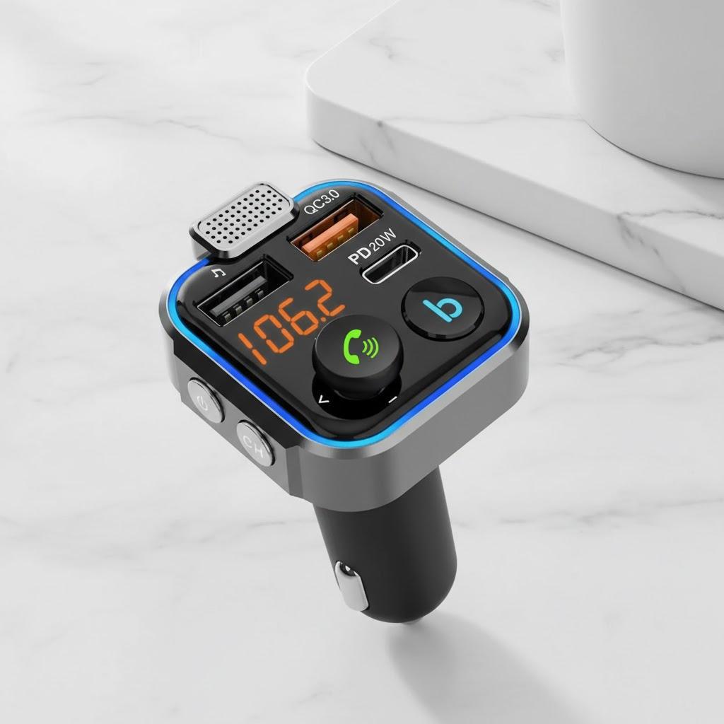 

Bluetooth 5.0 FM Transmitter QC3.0 Fast Charger Wireless Audio Receiver Car MP3 Player Hands Free Adapter чёрный