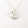 Grüner Katzenaugen-Edelstein 925 Sterlingsilber Schmuck Handgefertigter Anhänger 1,48" CP-17-42