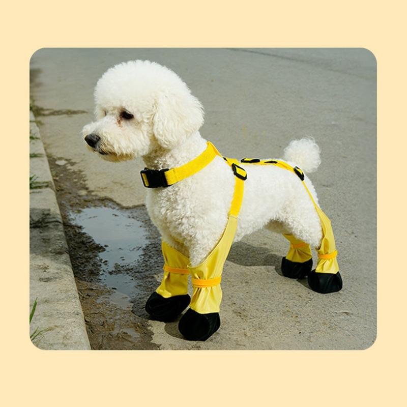 Dog Waterproof Leggings Shoes Suspender Booties Adjustable Pet Rain Suspender Booties Rainwear Walks and Outings