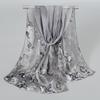 Nuova Sciarpa in Seta Chiffon Stampata a Rose Donna Stola Leggera Protezione Solare Estiva da Esterno Scaldacollo Lungo 150*50Cm