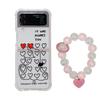 For Samsung Galaxy Z Flip 4 3 Case Love Heart Pattern Painted Transparent Silicone Bracelet Folding Shockproof Cover Accessories