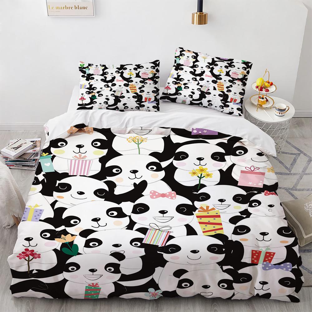 Tecknade Djur Påslakan Set Bi Björnar Kaniner Sött Mönster Täcktäck med Kuddfodral King Queen Full Storlek För Barn Flicka