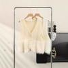 Women's V-Neck French Fashion Knitted Mink-Look Slim Double-Breasted Cardigan Vest - Spring/Autumn Style