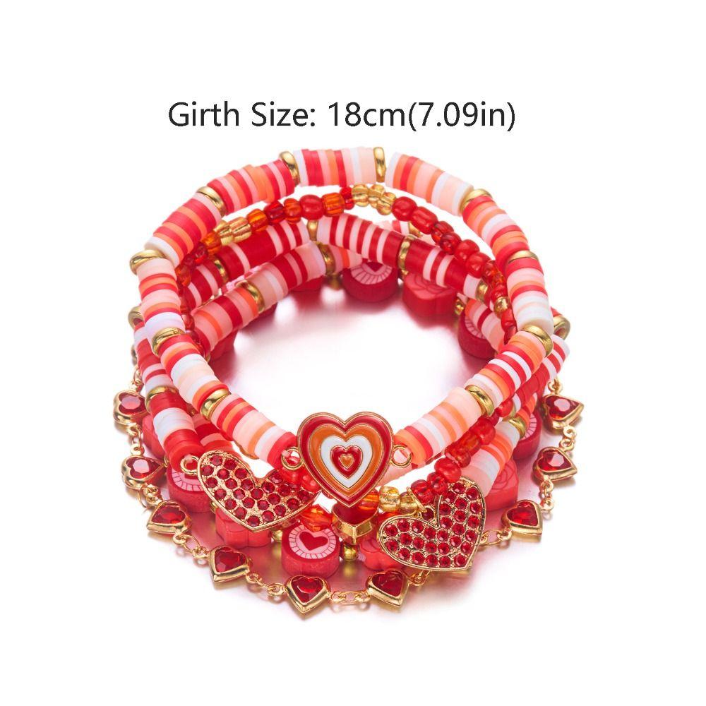 Handmade Design Soft Clay Beaded Bracelet Letters Heart Pendant Hand Chain  New Year Gift