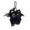 Süße Geisterflügel Schwarze Katze Plüsch Schlüsselanhänger Kawaii Plüschtier Tier Stofftier Anhänger Großäugige Punk Tasche Zubehör Rucksack Schmuck