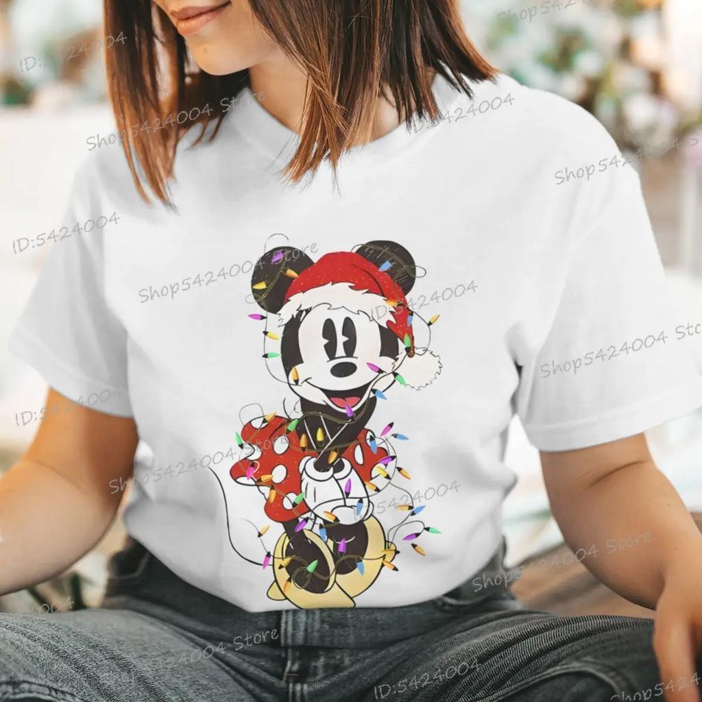 Women Men Mickey Minnie Christmas Shirt Cartoon Graphic Merry Christmas Couple Matching Tshirts