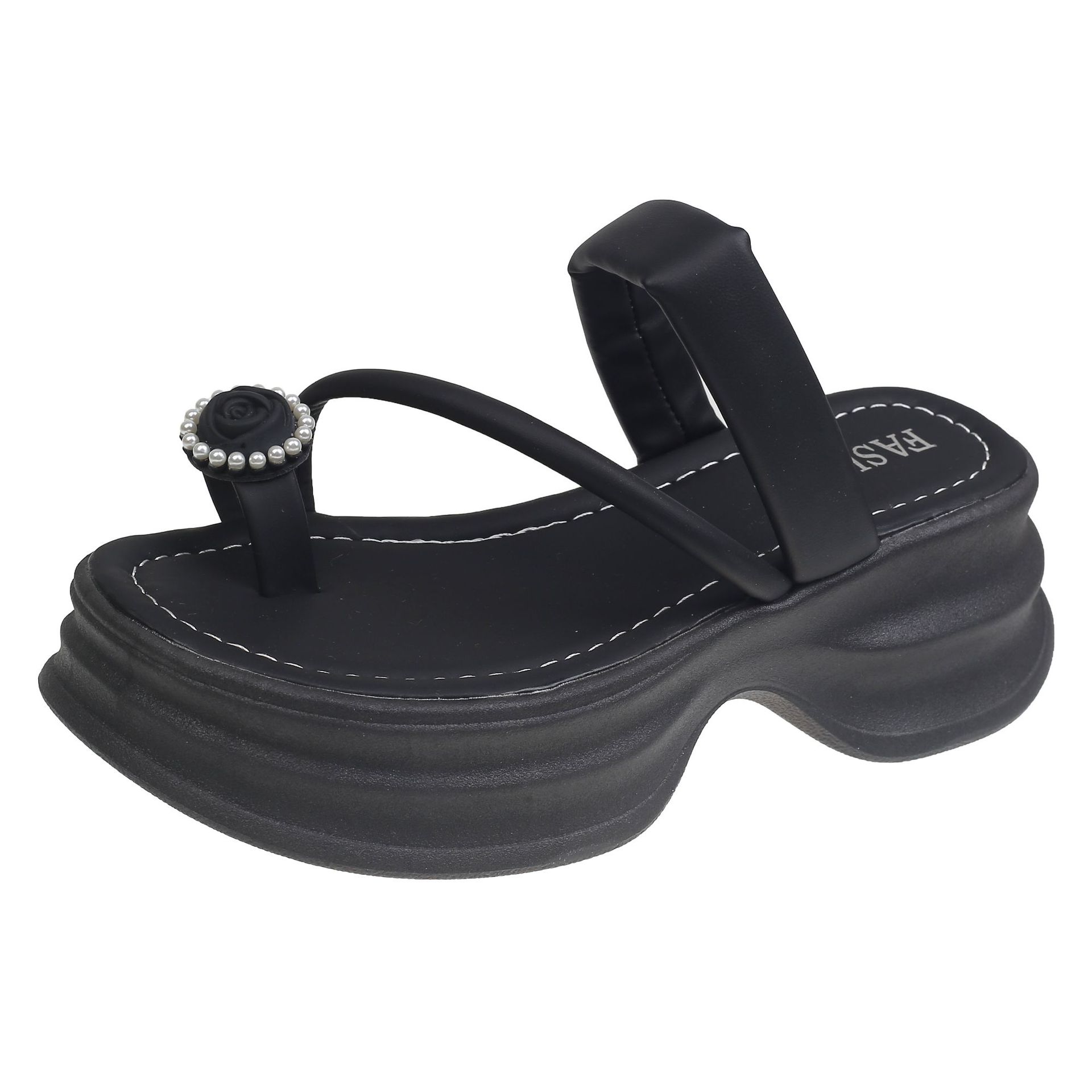 

Красивые темпераментные классные тапочки женские летние тапочки с новым закрытым носком и стразами, с толстой подошвой, для пляжа, для женщин 40 чёрный