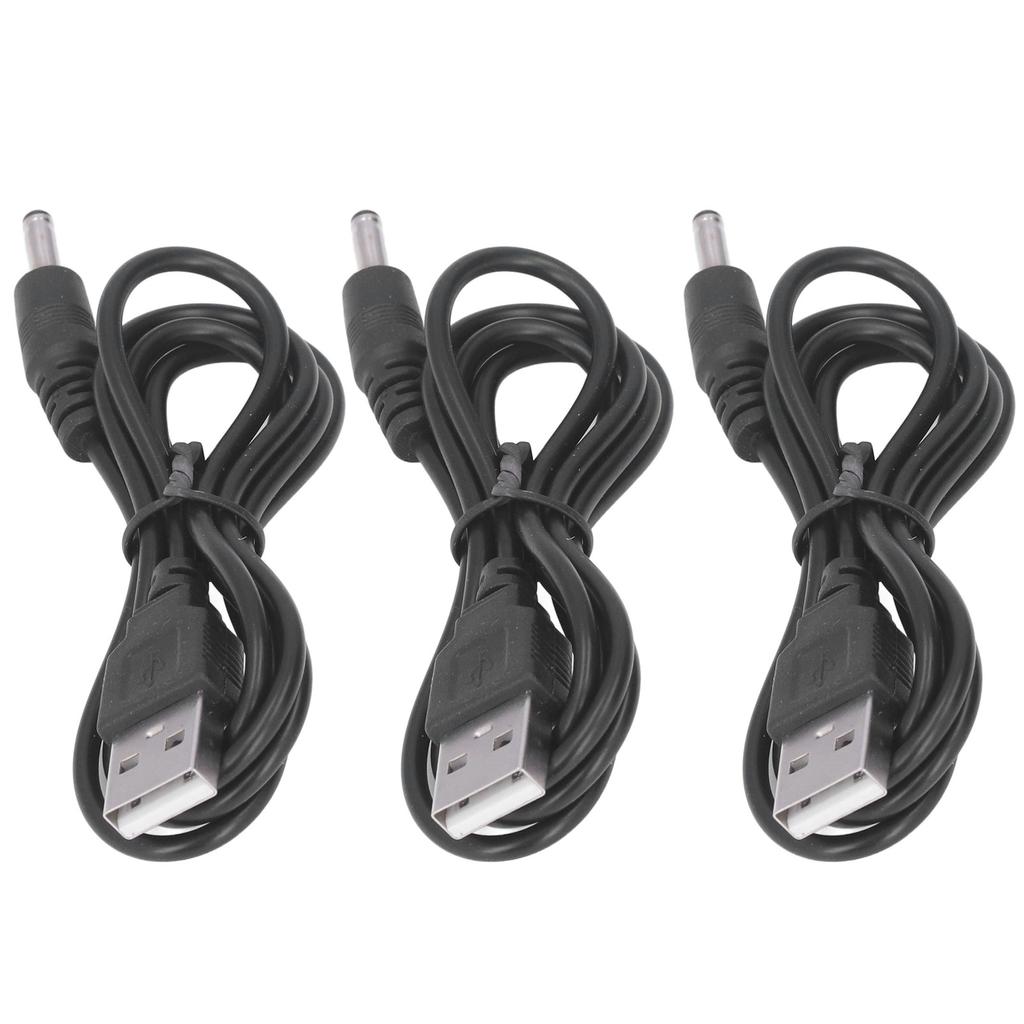 3Pcs USB Power Cord 3.5x1.35mm Jack Charging Cable Wire Line DC 5V for Fan Phone Speaker