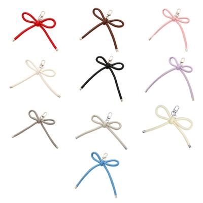Fashionable Grunge PU Leather Bowknot Keychain Vintage Styles Bag Pendant Accessory for Korean Fashion Enthusiasts