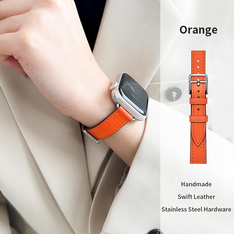 Cinturino in Pelle 14MM Per Cinturini Apple Watch 45mm 38mm 49mm 40mm 42mm 41mm Bracciale Smartwatch da Donna iWatch Tutte le Serie