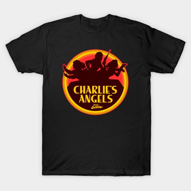 

Men Black Print T-shirt Charlie Angels No-Cut Transfer Paper Print Cotton Tshirt 4XL чорний