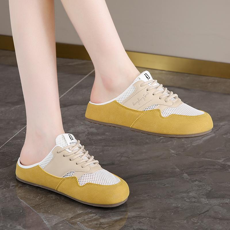 CRLAYDK Women's Footbed Slip On Mules Mesh House Slippers Ladies Comfortable Backless Slide Walking Loafers Casual Flats Shoes