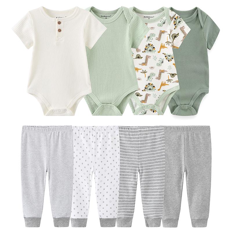 

Комплект одежды для новорожденных из 8 предметов, боди для малышей с героями мультфильмов + штаны, наряды для маленьких девочек, летняя верхняя одежда для маленьких мальчиков, одежда 9-12Months