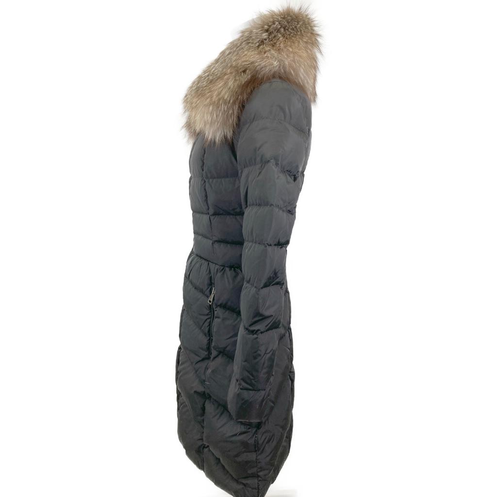 MONCLER [Good condition/domestic regular] HIRONDELLE down jacket with fur collar coat O blackUsed
