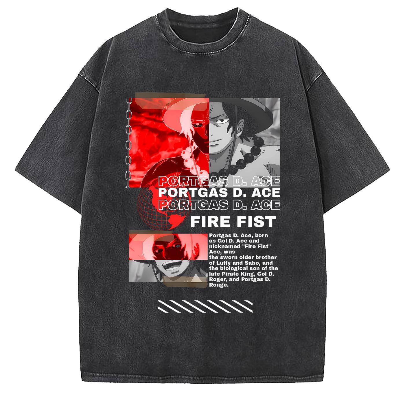 

One Piece Poster Marine Printed Tshirt Mens and Womens Washed Tshirt High Quality Vintage Cotton Tshirt Harajuku Tops XL