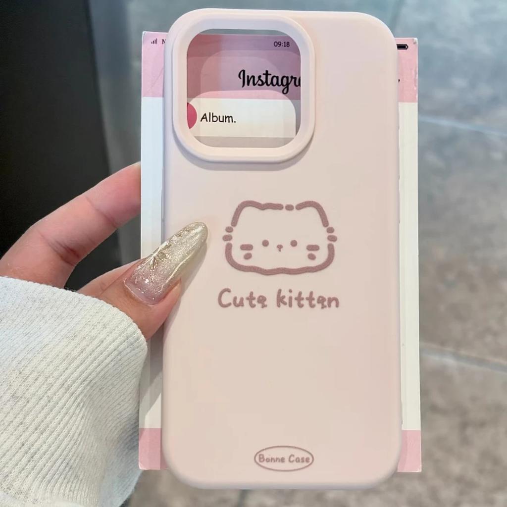 Simple line cat is suitable for iPhone16/17pro mobile phone case Apple 14 liquid 13 Korean 12 cartoon 15