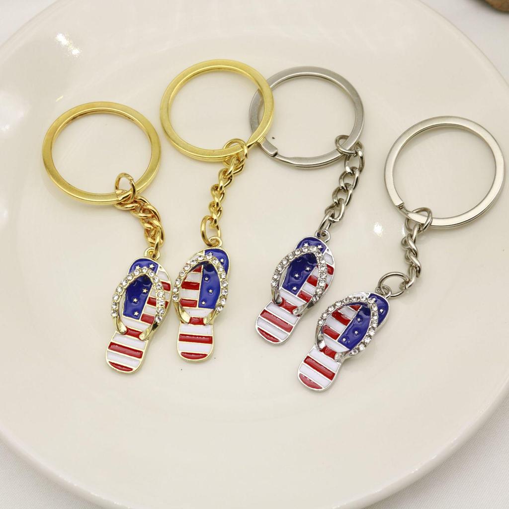 European American Independence Day Star & Flag Slipper Keychain