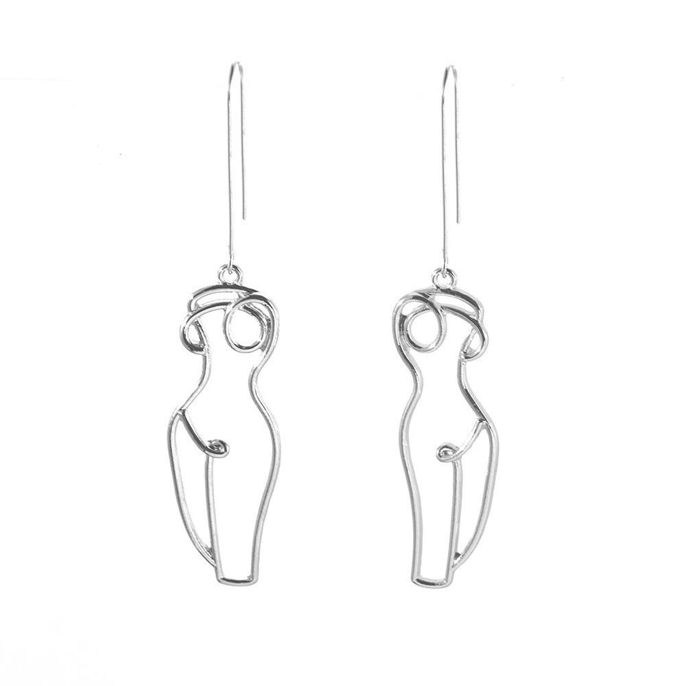 Face Alloy Unique Outline Drop Earrings For Women 2021 Summer Collection