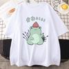 Kawaii Strawberry Frog Cotton T Shirt Short Sleeve Women 2022 Summer Cartoon Animal Tops Girl Casual Oversized Shirts Print Tees