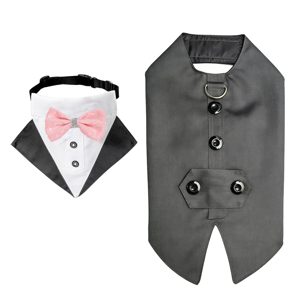 SucadoNew Pet Suit Tuxedo with Bow Tie and Scarf, Pet Costume Apparel for Birthday Parties Weddings and Photos for Dogs
