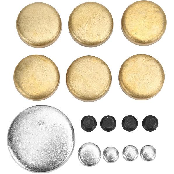 

Freeze Plug Kit Brass Expansion Plug Kit, MPE-108BR Brass Freeze Plug Kit Replacement for Small Block 255ci 260ci 289ci 302ci 351ci, 15Pcs Expansion