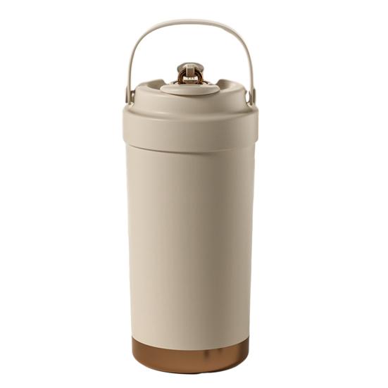 Stainless Steel Coffee Mug Double Wall Insulated Mug 500ml Large Capacity Ceramic Vacuum Flasks Reusable Home Drinkware with Straw