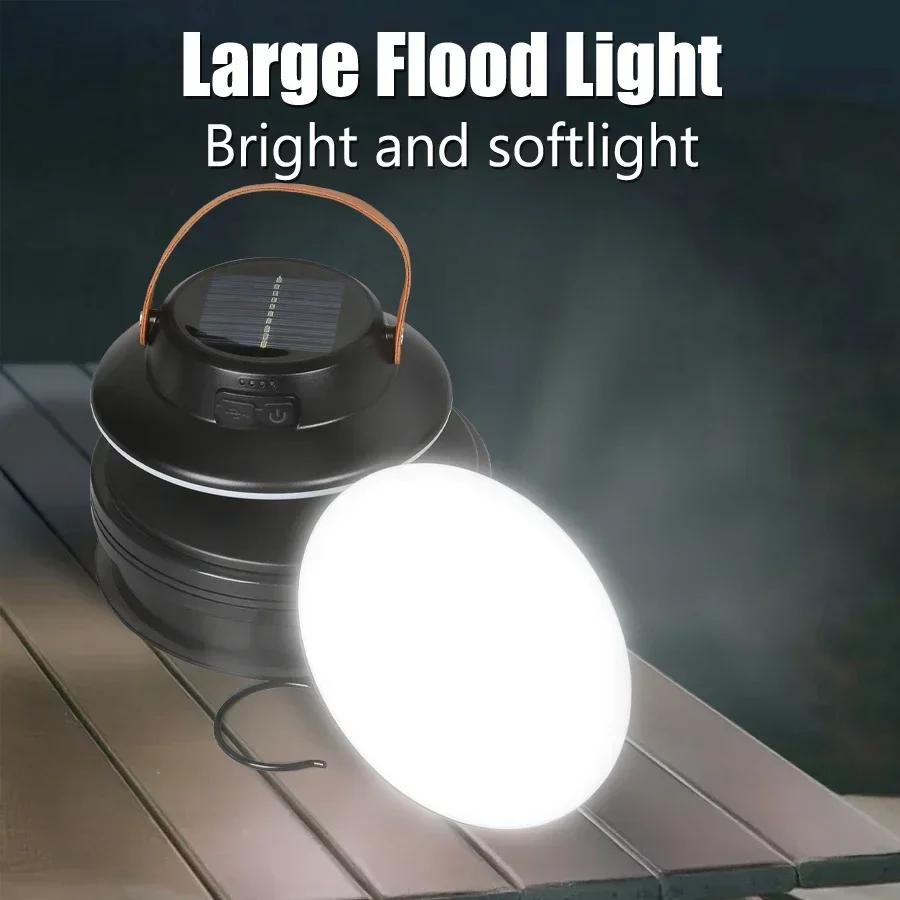 Op Zonne-energie/USB Oplaadbare LED Campinglamp Draagbare Lantaarns Buiten Tent Hangend Noodcampinglamp Werklicht