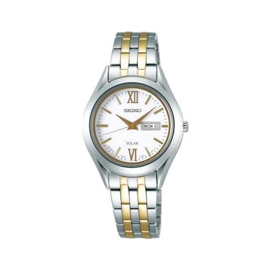 [Seiko Watch] SEIKO SELECTION STPX033 Women s Watch Made in Japan Solar Rechargeable Pair Sapphire Glass Date and Day Calendar Silver & Yellow Gold