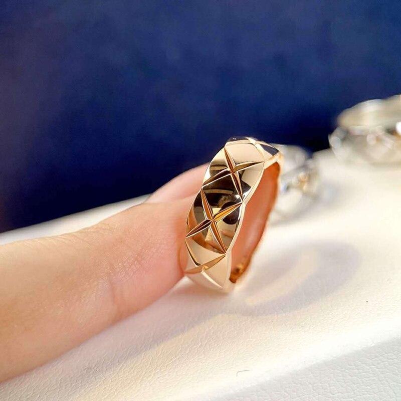 Glatte Raute mit Gittermuster, 6 mm, Ringe aus poliertem Edelstahl, geometrisch, für Männer und Frauen, exklusiver Paar-Ehering